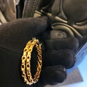 Authentic Coach Elegant Gold Chain Logo Earrings Nwot